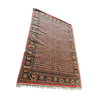Vintage carpet in bright red background wool, 258x178 cm