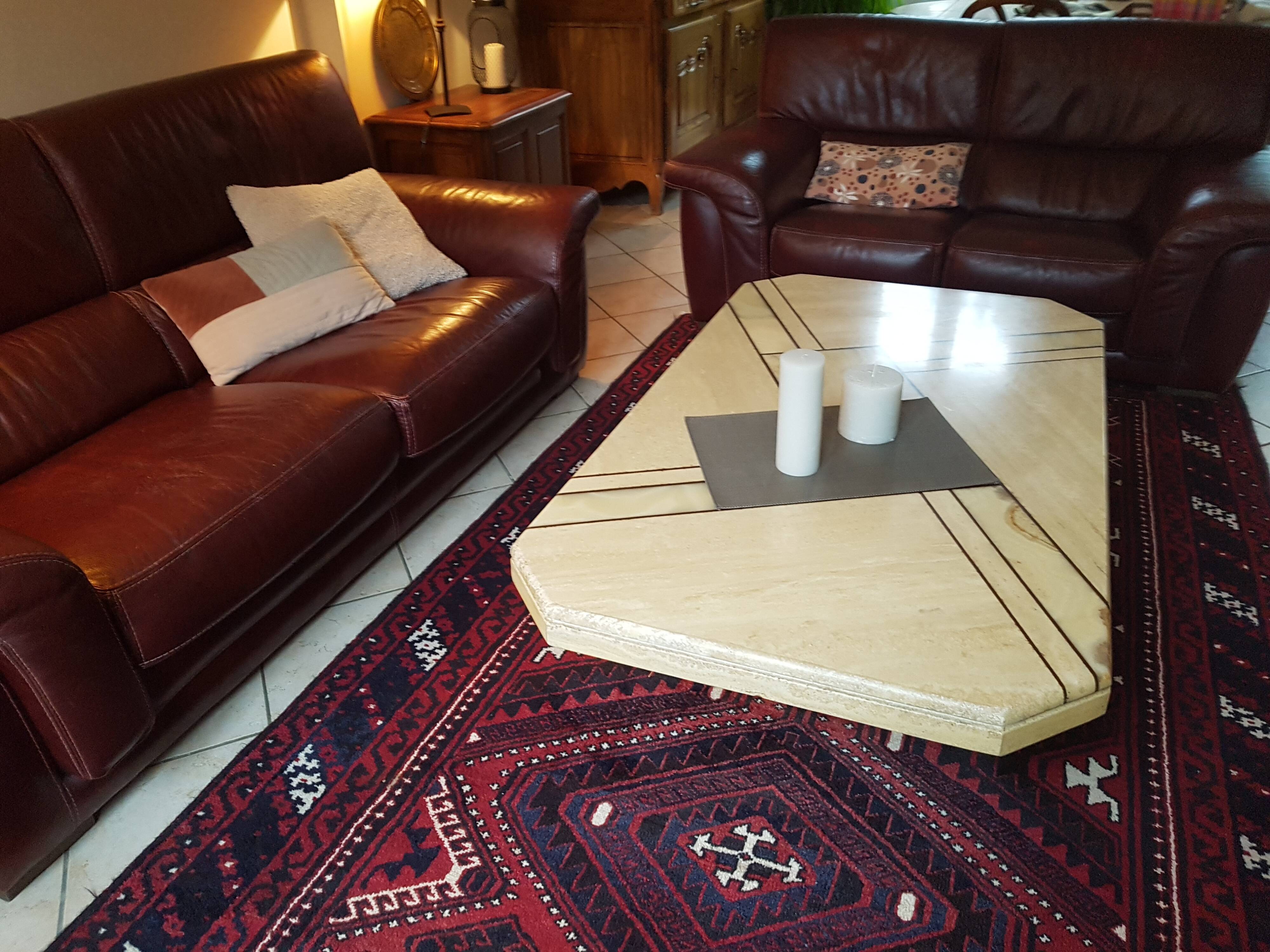 Travertine coffee table
