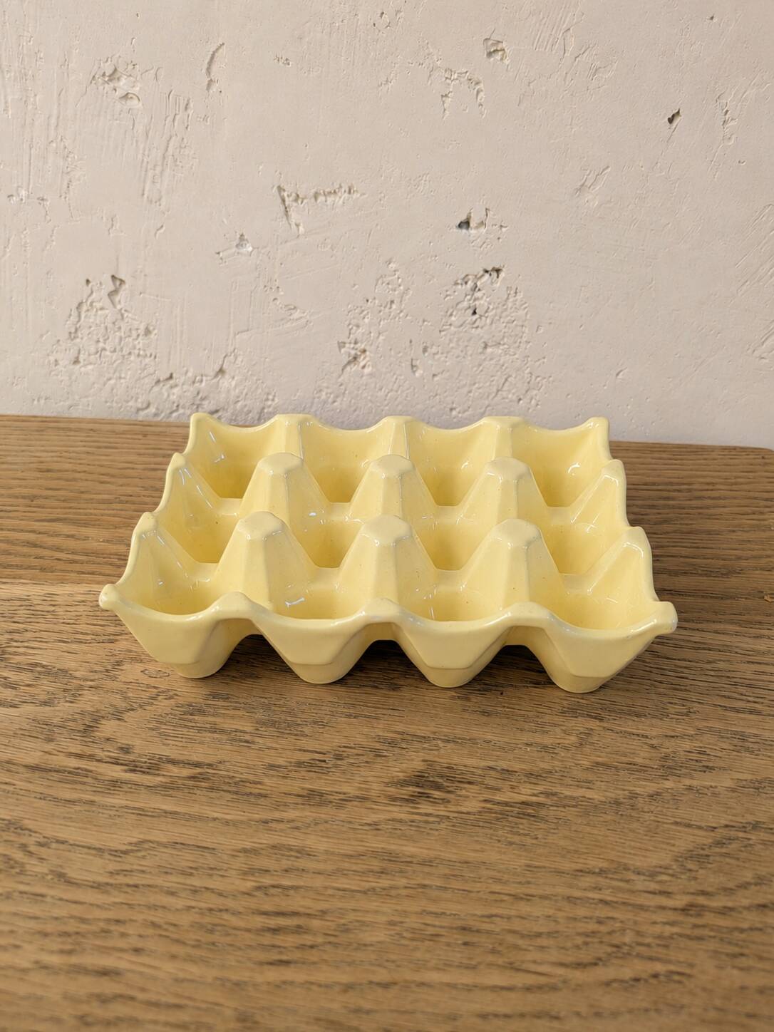 Vintage yellow ceramic egg holder