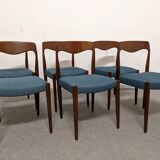 Set of 6 Danish teak chairs from the 60s/70s