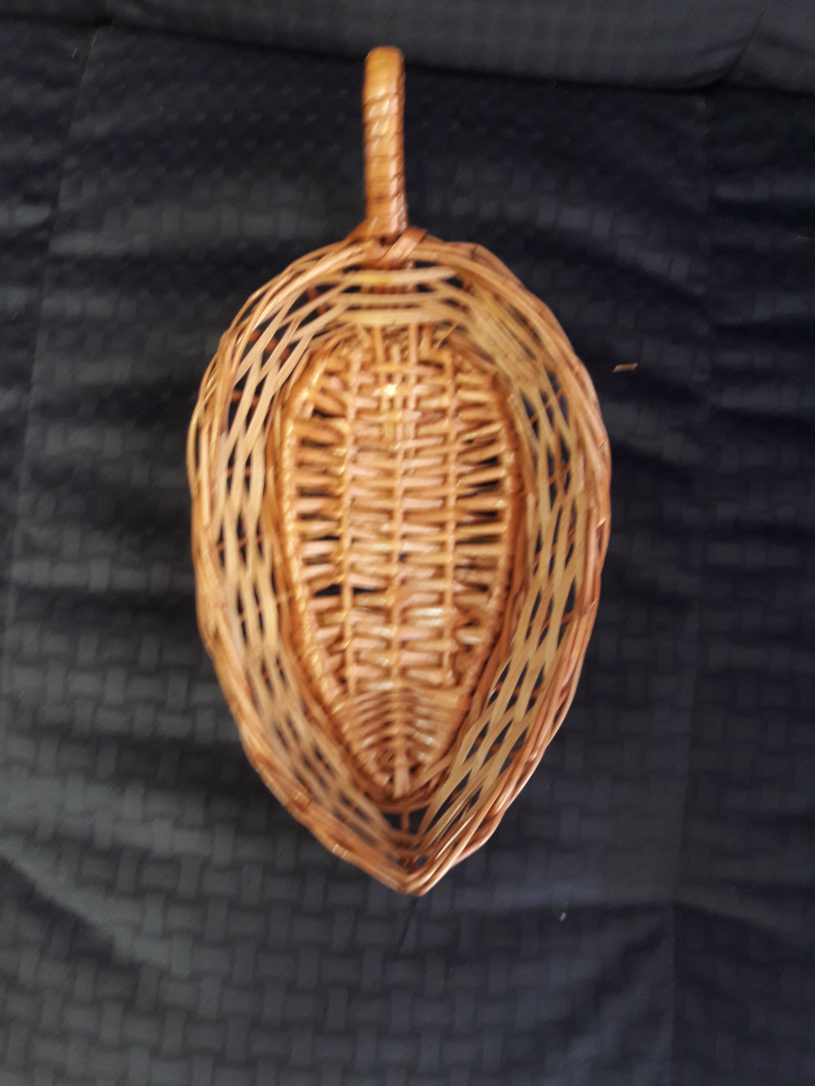 Small tray has rattan handle