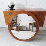 round teak mirror