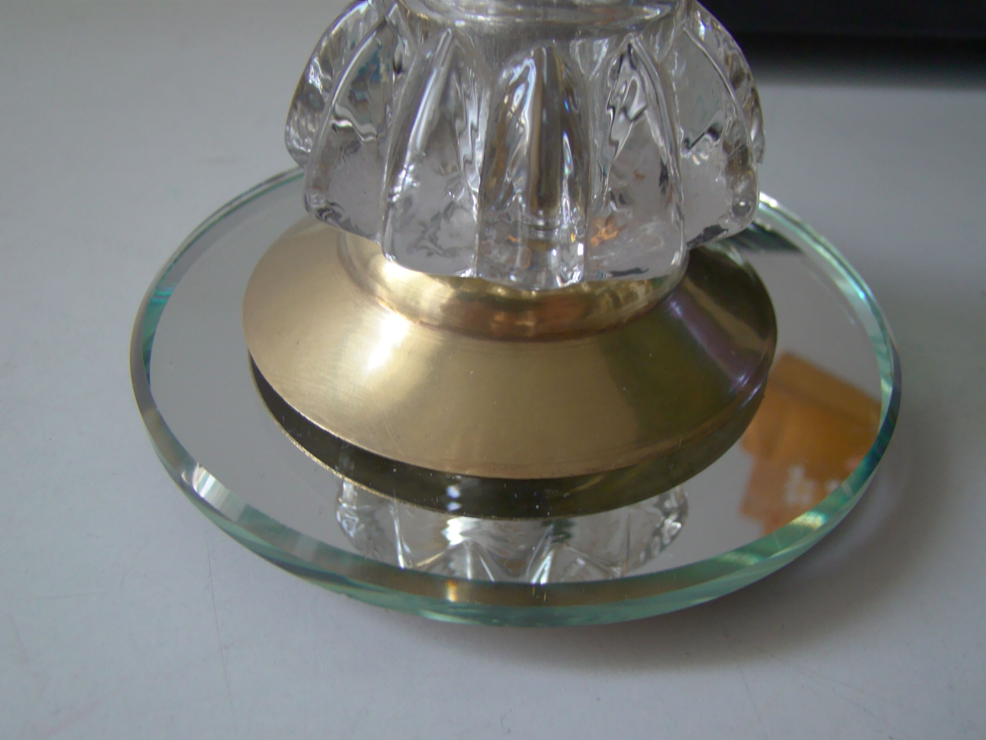 Art Deco lamp pink foot in cut crystal