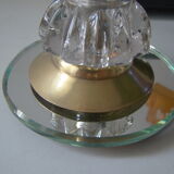 Lampe art déco rose pied en cristal taillé