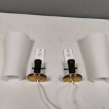 A set of retro wall lamps with white opal glass shades, Denmark 1950s
