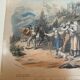 Grande gravure ancienne suisse « le départ pour la montagne »