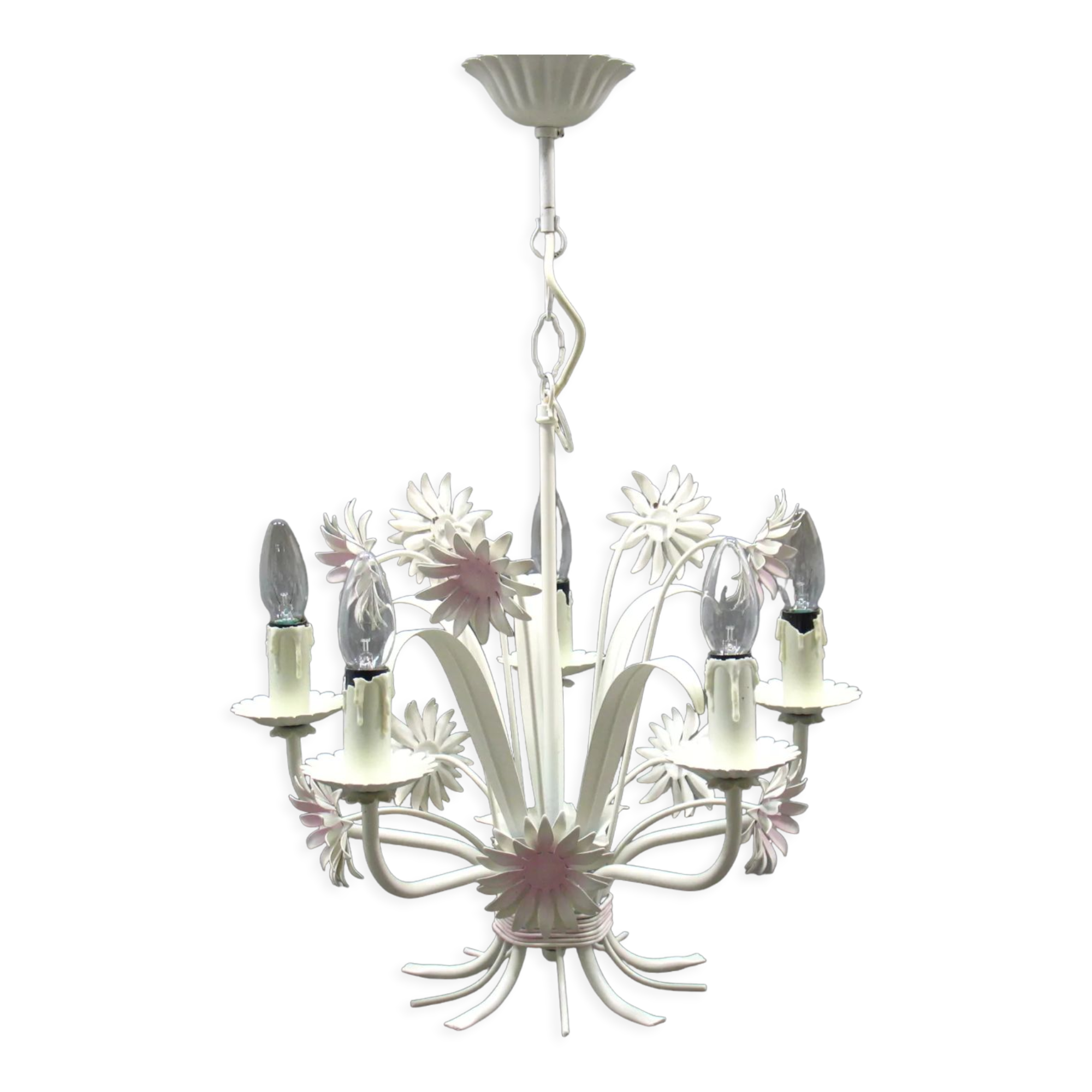 Lustre floral Hollywood Regency, années 1970