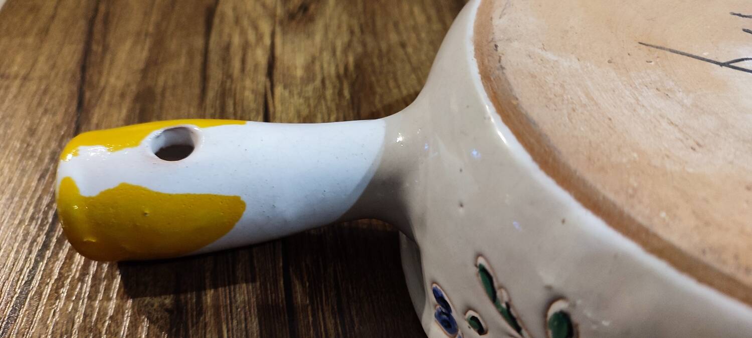 Vallauris ceramic decorative fondue pot