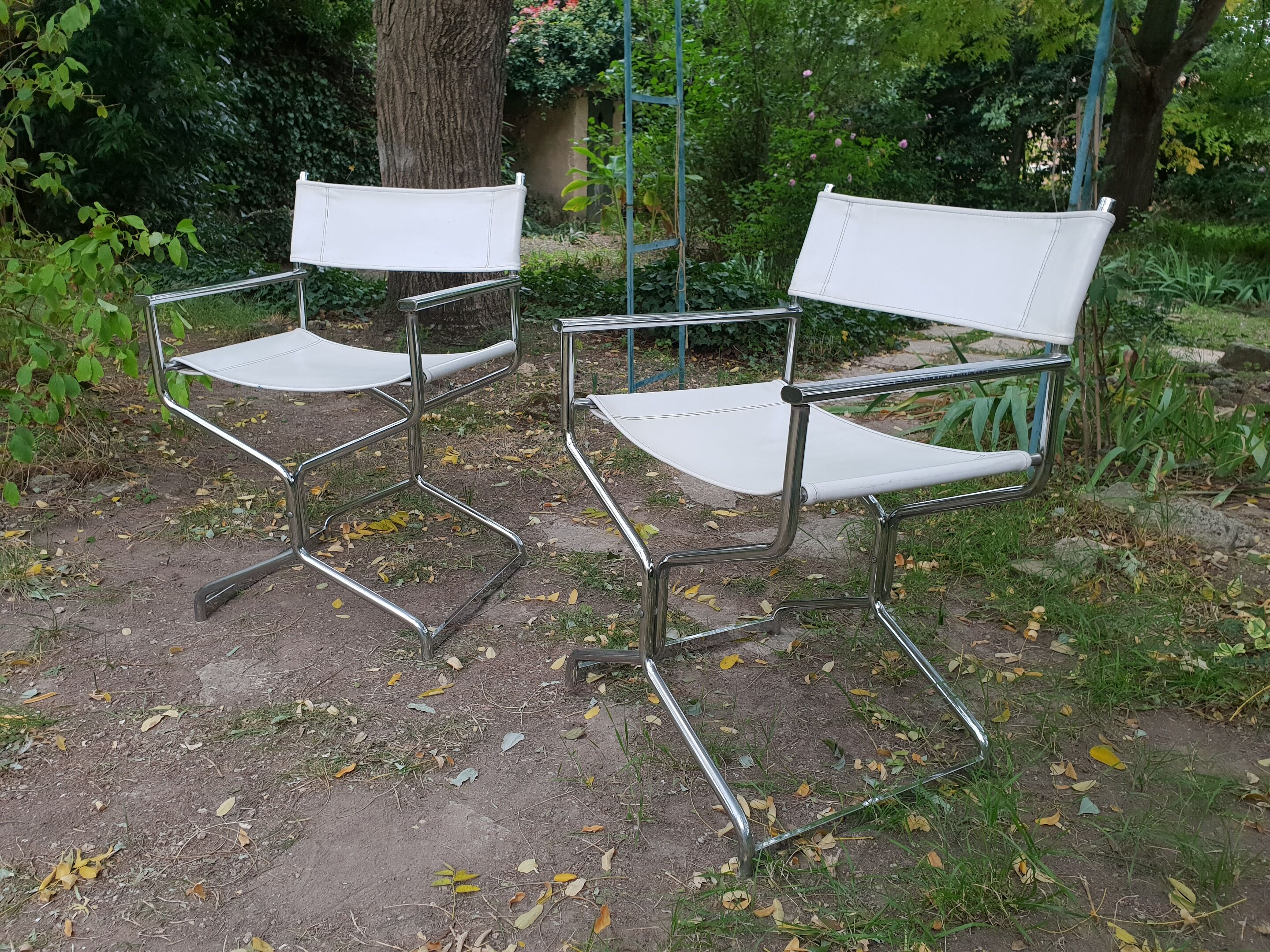Pair of chrome armchairs, 1970