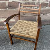 Vintage armchair in wood and rope, 1960s