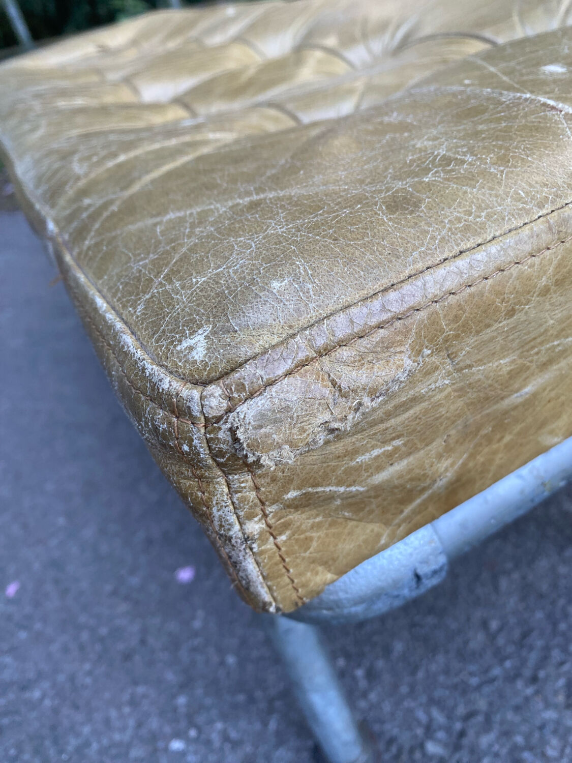 Individual leather and metal design bench