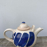 Teapot in blue and beige Japanese stoneware