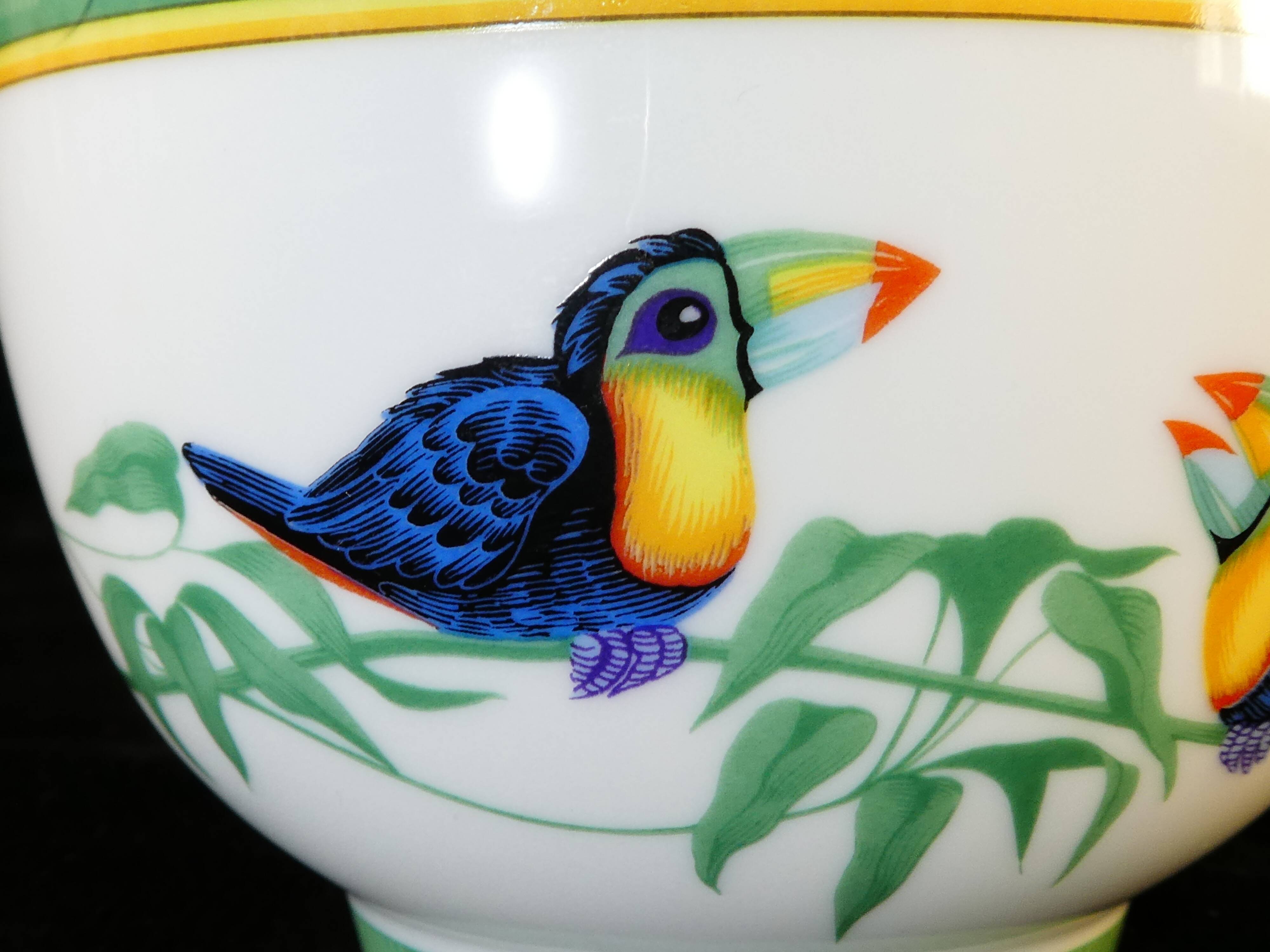 Porcelain tea cup from Paris by Hermes model Toucans