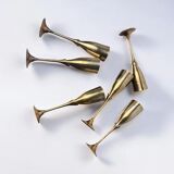 Brutalist champagne glasses in brass, set of 6, Spain, 1970s