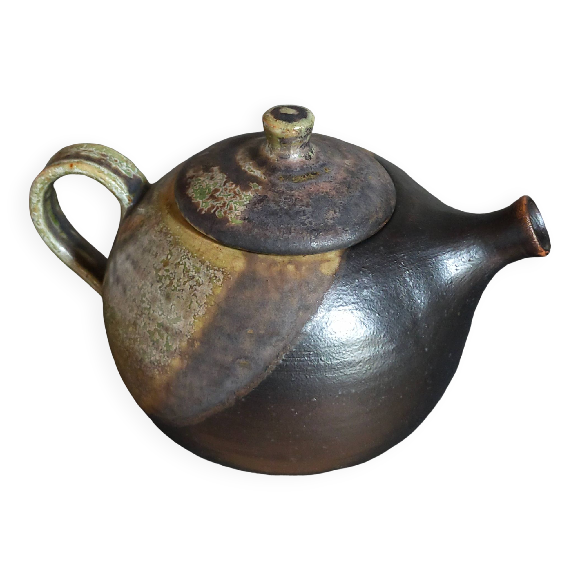 Vintage enameled stoneware potter's teapot