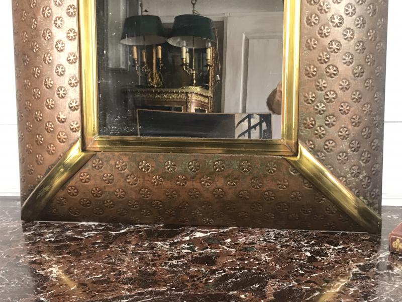 Mirror in metal and copper, dated around 1970 - 52 cm x 33 cm