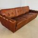 Retro vintage Danish 3 person Svend Skipper sofa in chestnut brown leather