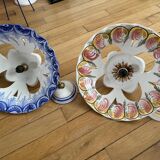 Vintage white ceramic pendant light with patterns