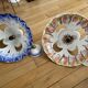 Vintage white ceramic pendant light with patterns