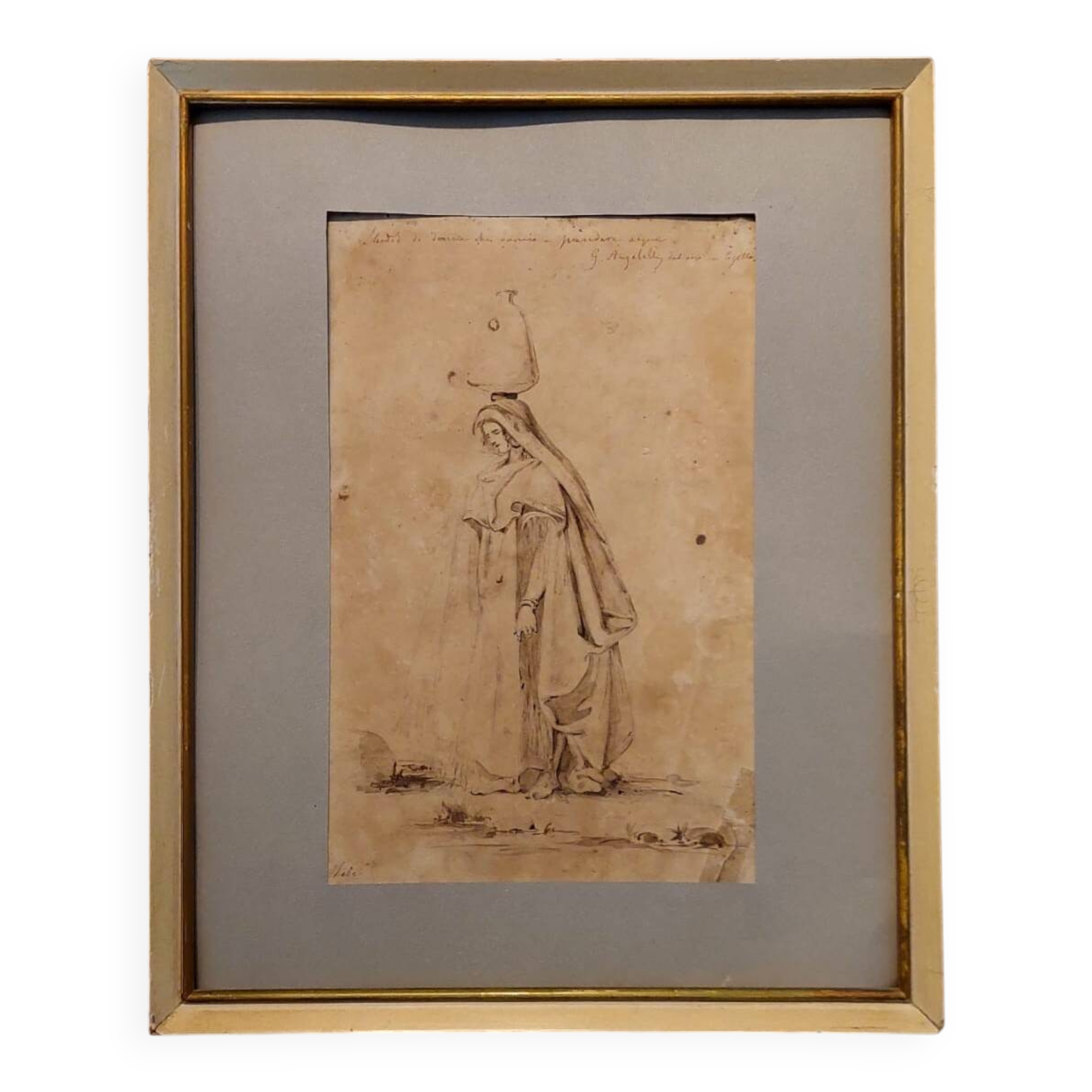 Giuseppe Angelelli 1803-1844. ink drawing on paper, study of women in Egypt