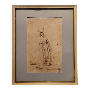 Giuseppe Angelelli 1803-1844. ink drawing on paper, study of women in Egypt