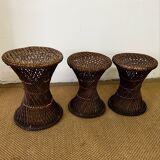 Stools "tam tam" in rattan / wicker