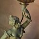 1900 brass lamp with glass paste tulip signed tief, 56x15