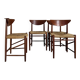 Chaises vintage danoise en teck et corde de Peter Hvidt