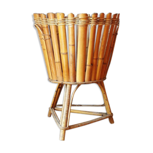 Porte plante, tripode en bambou années 70