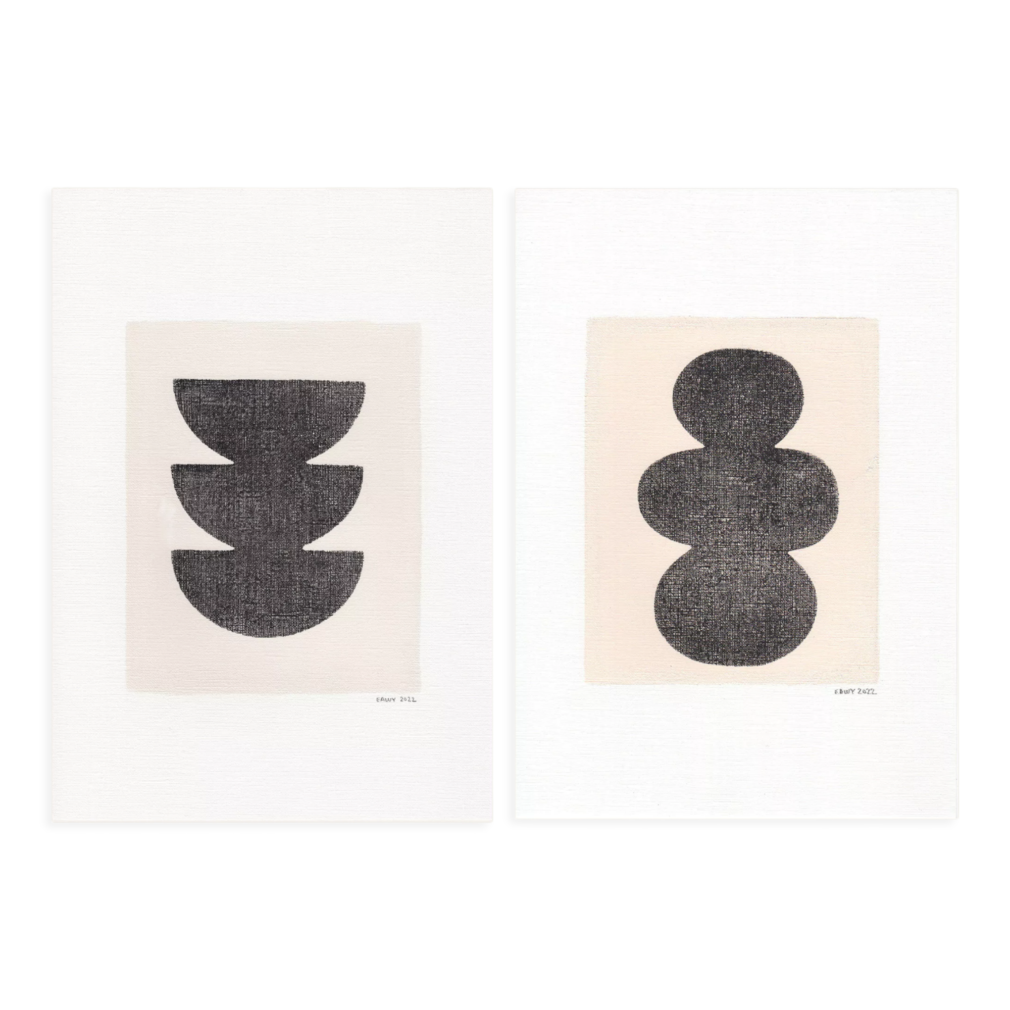 Duo of paintings on paper M636 M631 signed Eawy