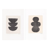 Duo of paintings on paper M636 M631 signed Eawy