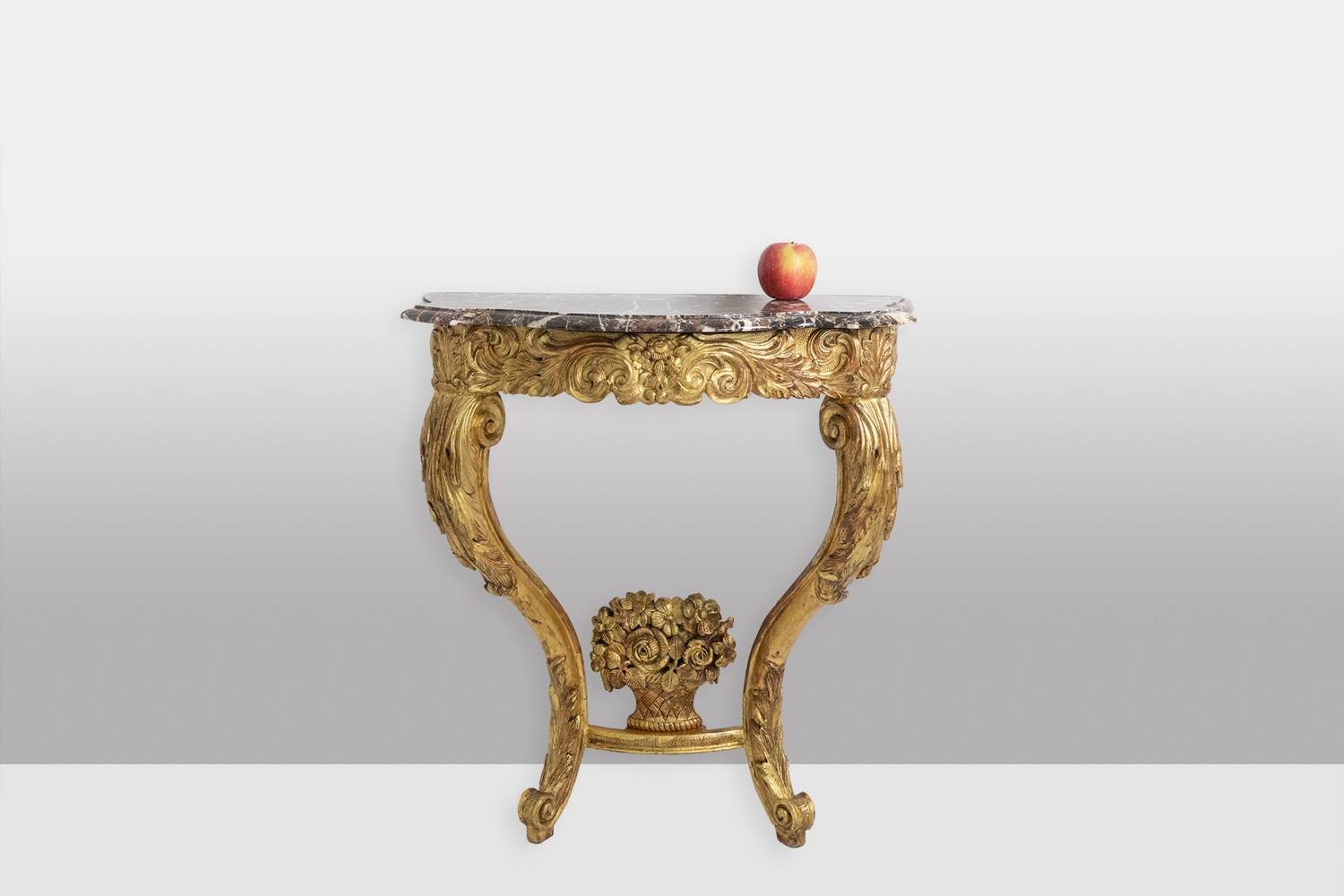Louis XV period carved and gilded wooden console. Circa 1880.