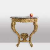 Louis XV period carved and gilded wooden console. Circa 1880.