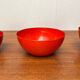 Modern mid-century red enamel bowl sets by Kaj Franck for Finel, Finland, 1960s, set of 4.