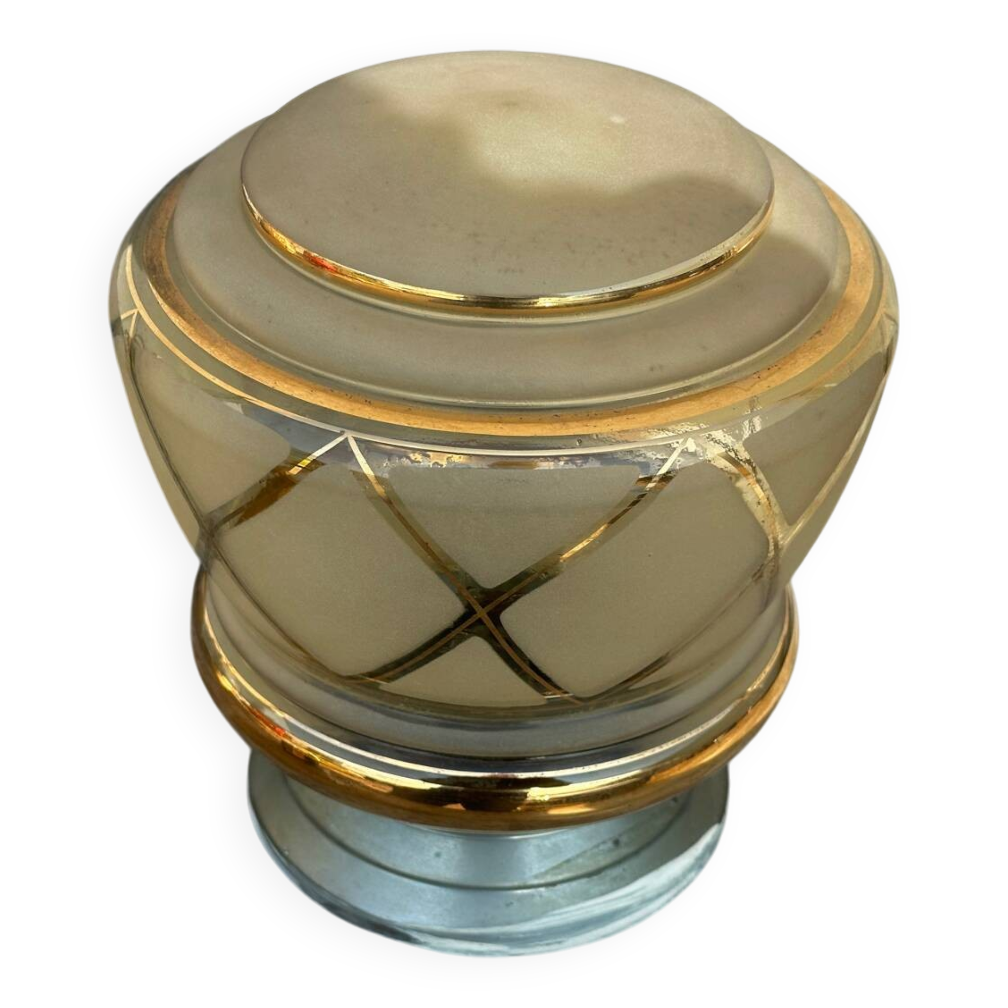 Plafonnier art déco verre sablé rehaussé d’or