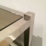 Pair of large side tables in chrome and bronze mirrors