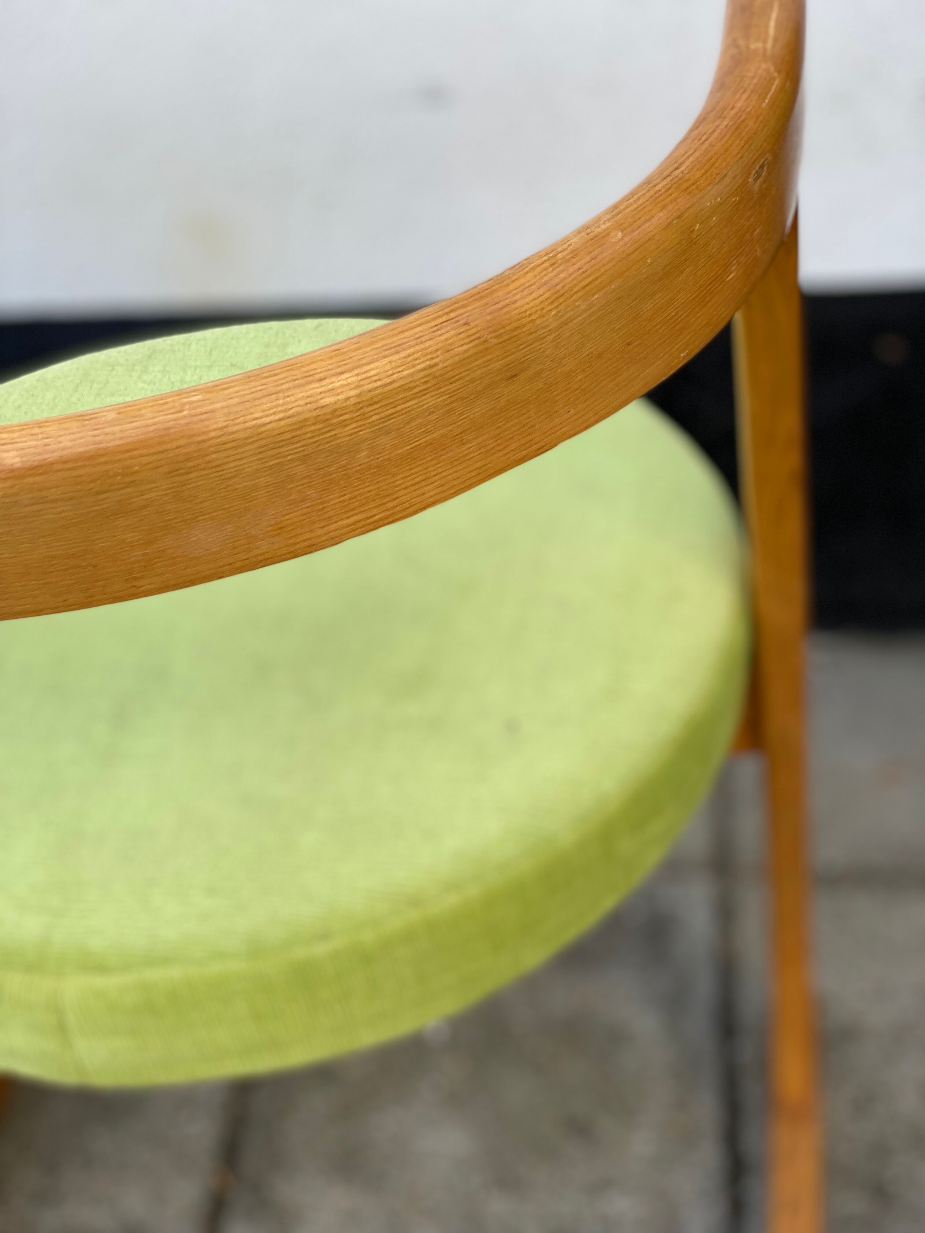 Mid century pine half circle chair