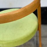 Mid century pine half circle chair