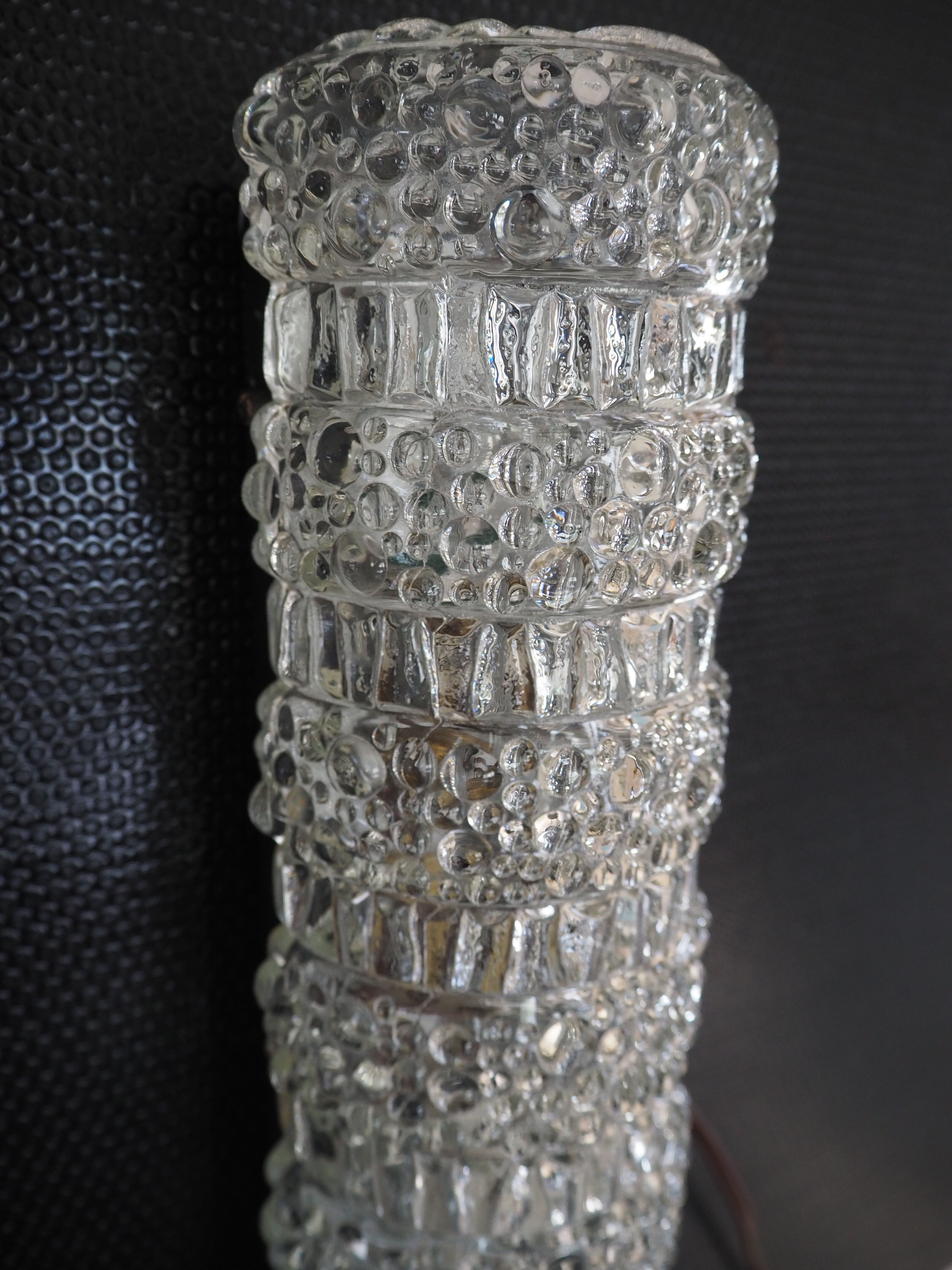 Transparent worked glass sconce from the 1950s