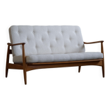 Two-seater canapé Arne Vodder, model Fd 161, reupholstered in boucle, 1950s.