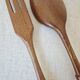 Set of 2 wooden and Japanese porcelain cutlery - Vintage