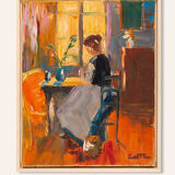 Young Woman in the morning sun, Oil on Canvas, 44 x 54 cm