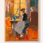 Young Woman in the morning sun, Oil on Canvas, 44 x 54 cm