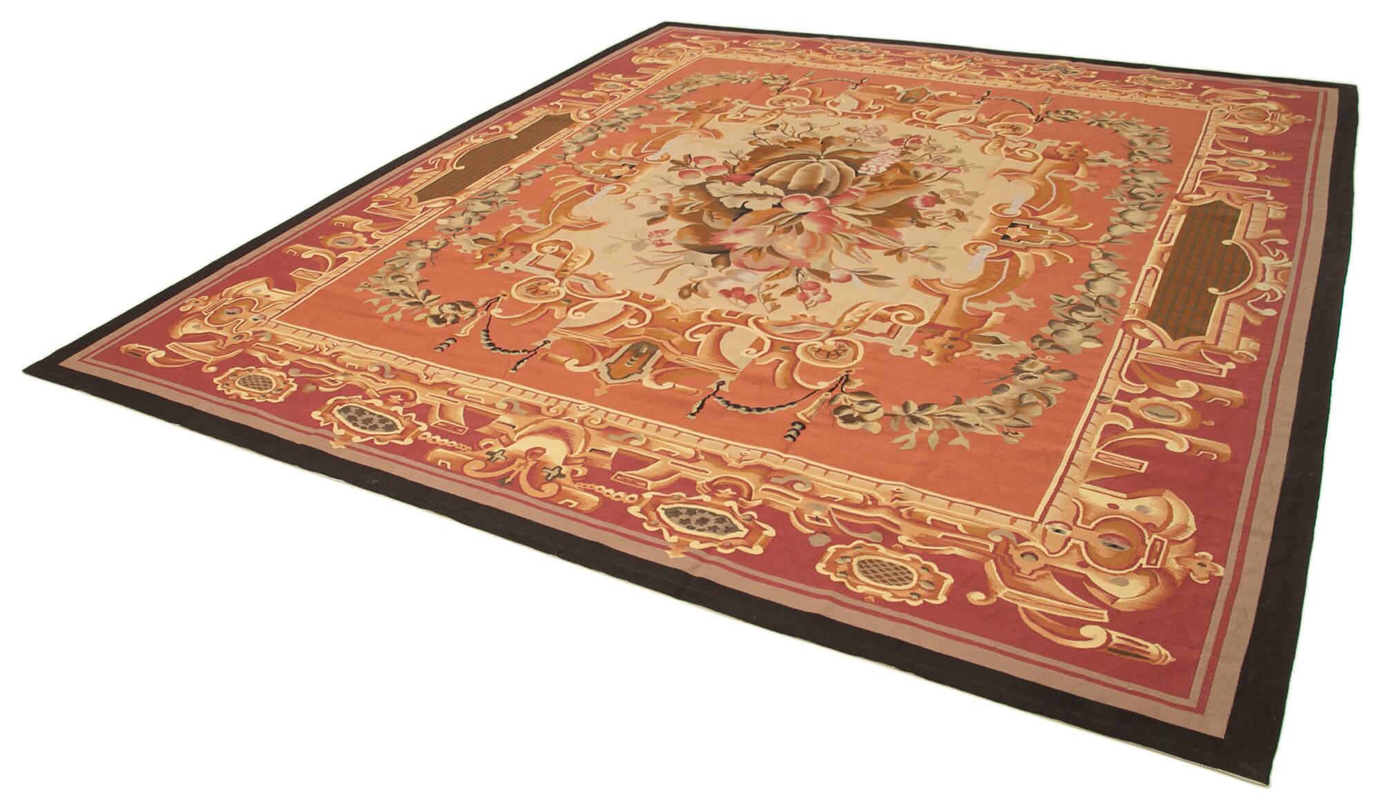 Handmade European Vintage Aubusson Kilim 306 cm x 335 cm