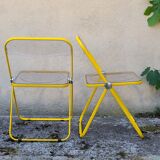 Yellow Plia folding chairs by Giancarlo Piretti for Castelli, 1960