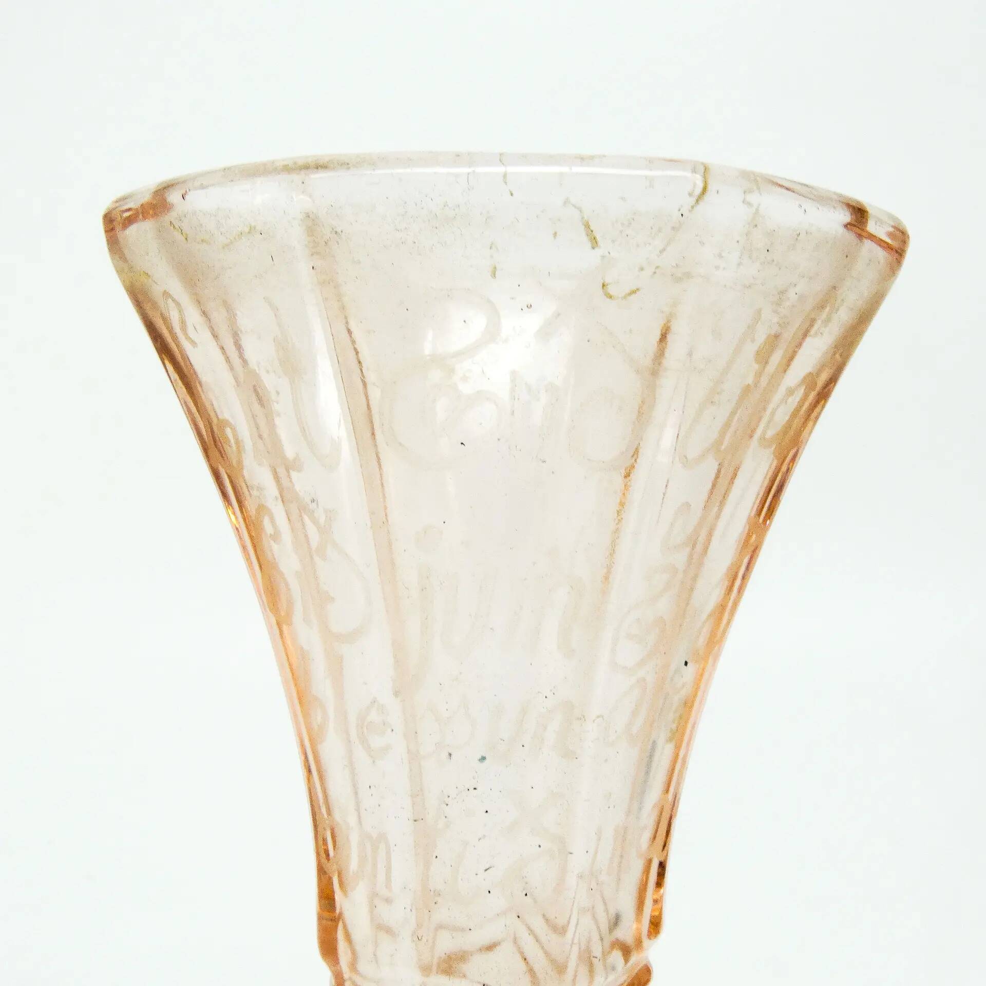 Art Deco vase, pressed rosé glass, Sweden, 1960s