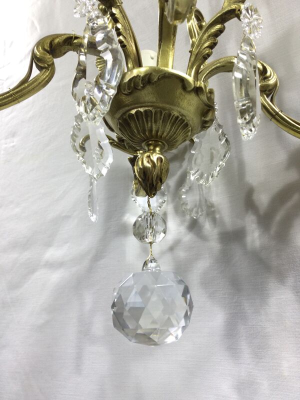 Lustre cage à  4 lumières bronze et cristal