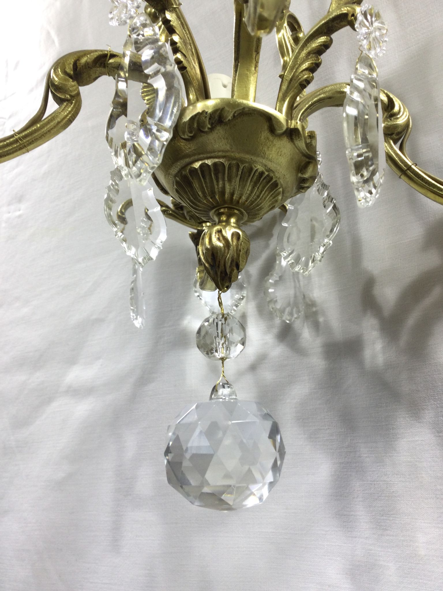 Lustre cage à  4 lumières bronze et cristal