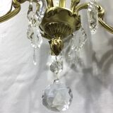 Lustre cage à  4 lumières bronze et cristal