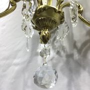 Lustre cage à  4 lumières bronze et cristal